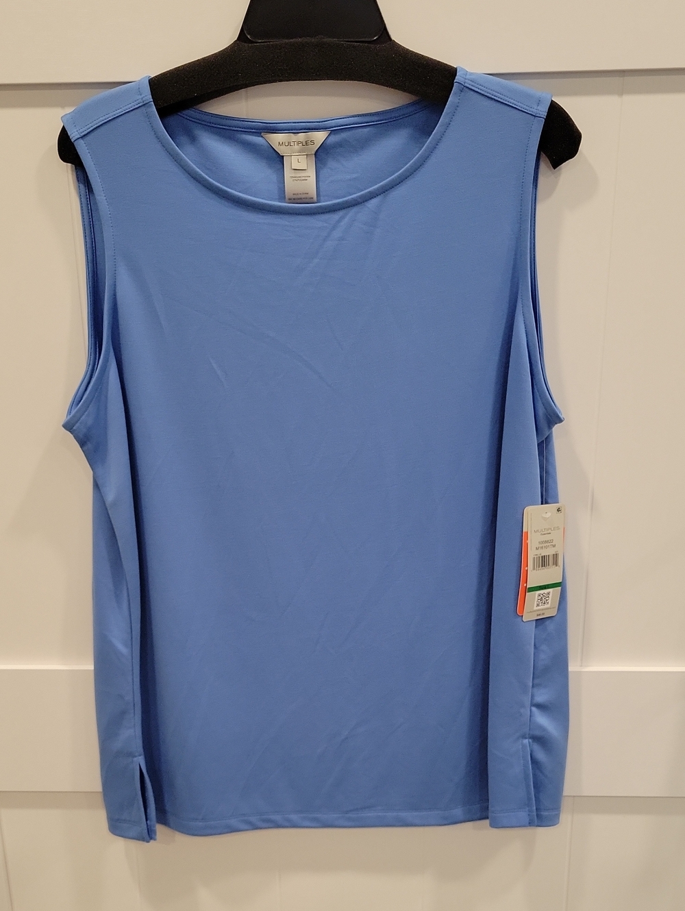 Multiples Light Blue Sleeveless Crewneck Tank